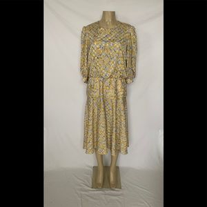 VTG Lorac Original Lady Carol Leaf Print Dress